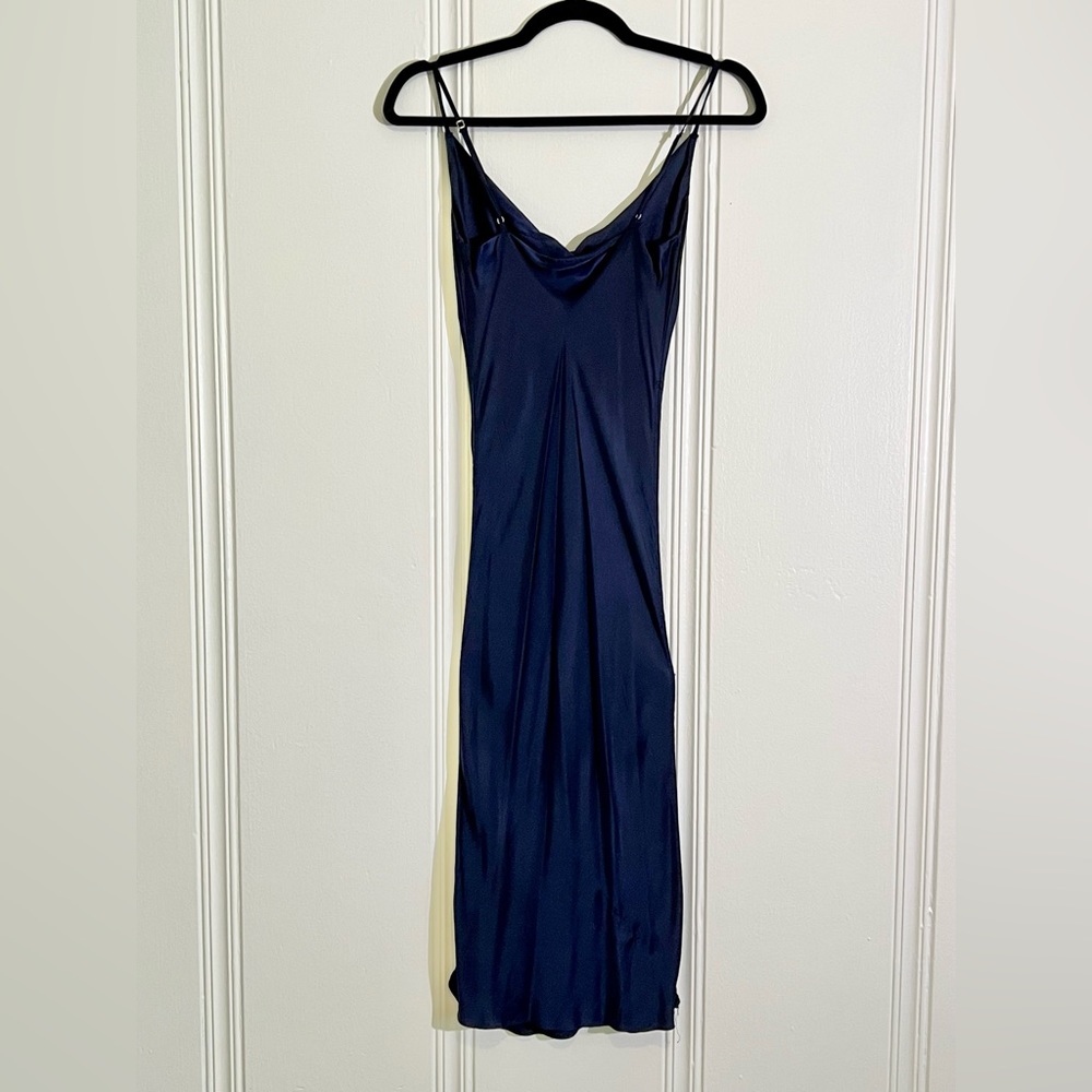 Aritzia Satin Navy Slip Dress - Picture 2 of 4
